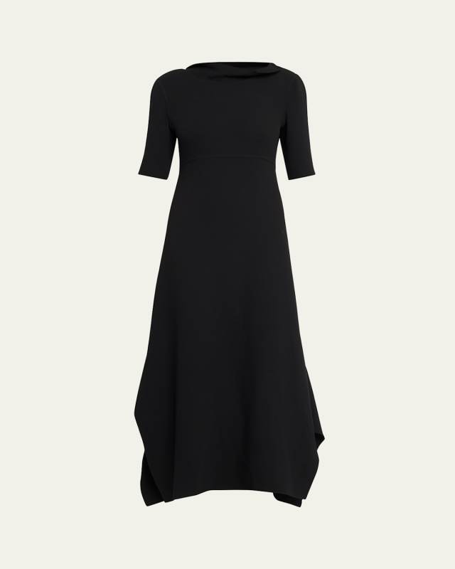 Faede Draped Back Long Silk Dress